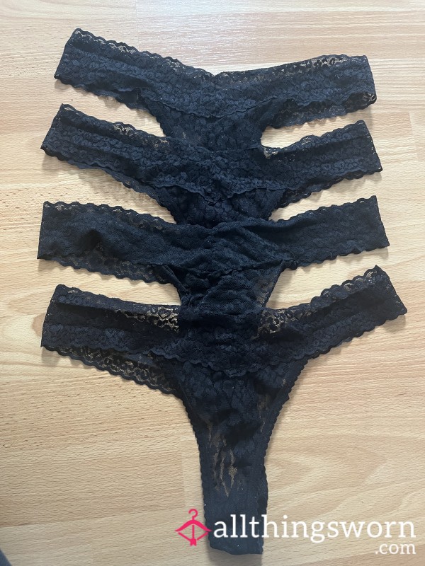 Cute Lacy Black Thongs