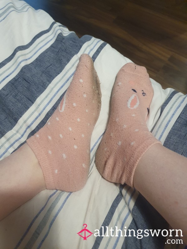 Dirty Smelly Pink Ankle Socks