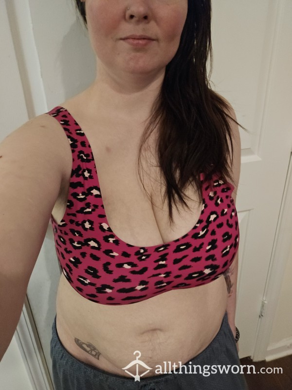 Cute Pink Print Sports Bra