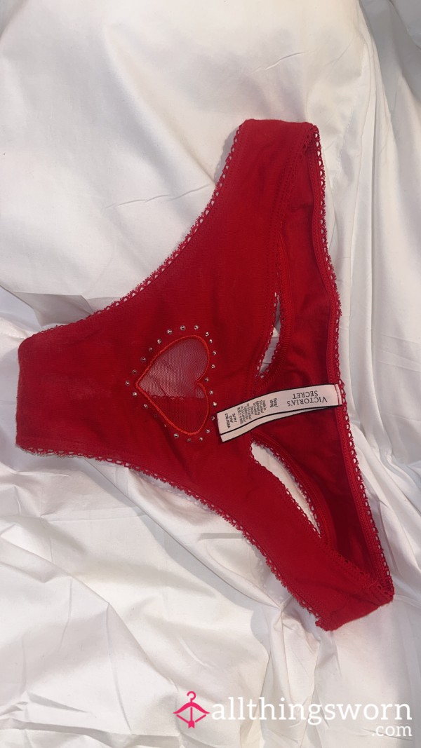 Cute Red Victoria’s Secret Thong, Heart Cutout