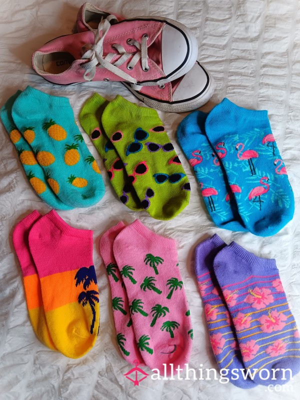 CUTE TROPICAL SERIES SOCKS (SMELLY FUN!) WORN BY TRANSGIRL DANI TEMPEST