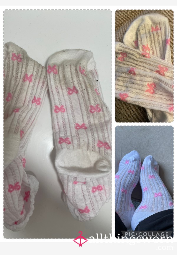 Cute White Socks With Pink Bows 🎀 Includes UK Post