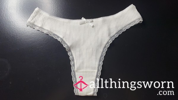 Cute White Thong With Tiny Ribbon🤍☁️