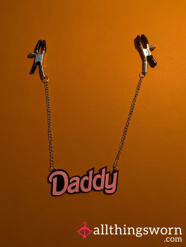 JUST REDUCED!! "Daddy" Nipple Clamps On Chain With Wear Photo