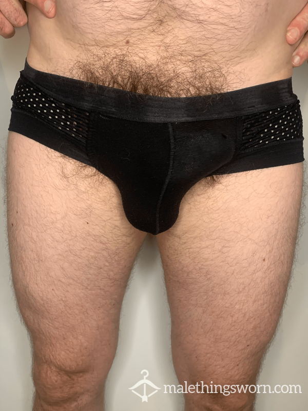 Dad's C*m Covered Black Mesh Briefs