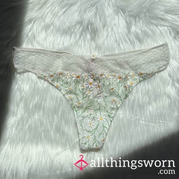 Daisy Embroidery Thong