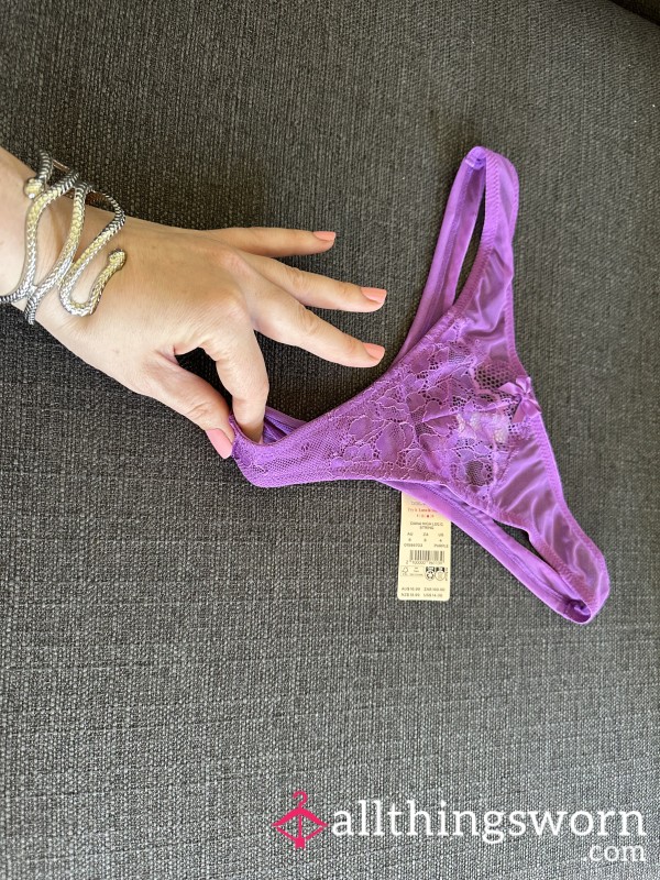 SALE Dana High Leg G String Size 8 Purple Lace