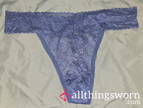 Dark Blue Lacey Thong