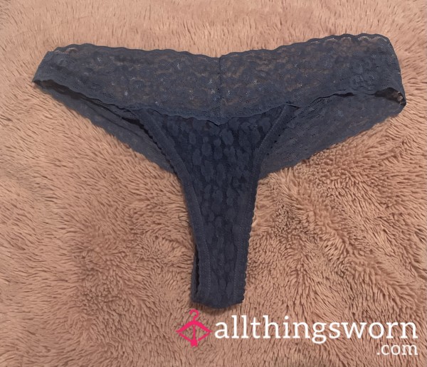 Dark Blue Thong 💙💋 Already Worn! Want Them Dirtier? 😈 Come Tell Me!