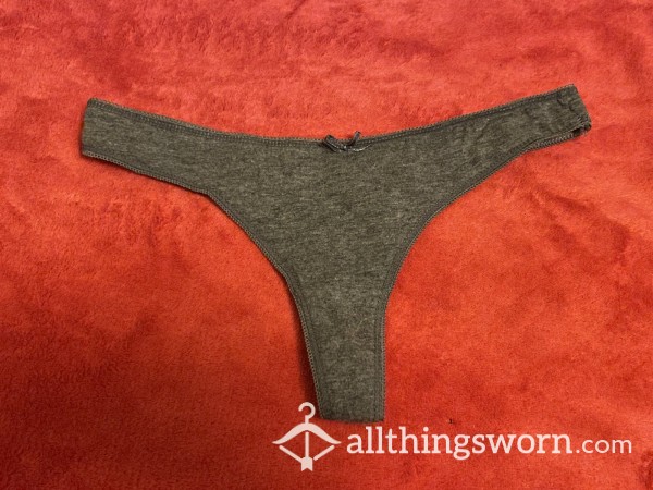 Dark Gray Cotton Thong W/ Bow