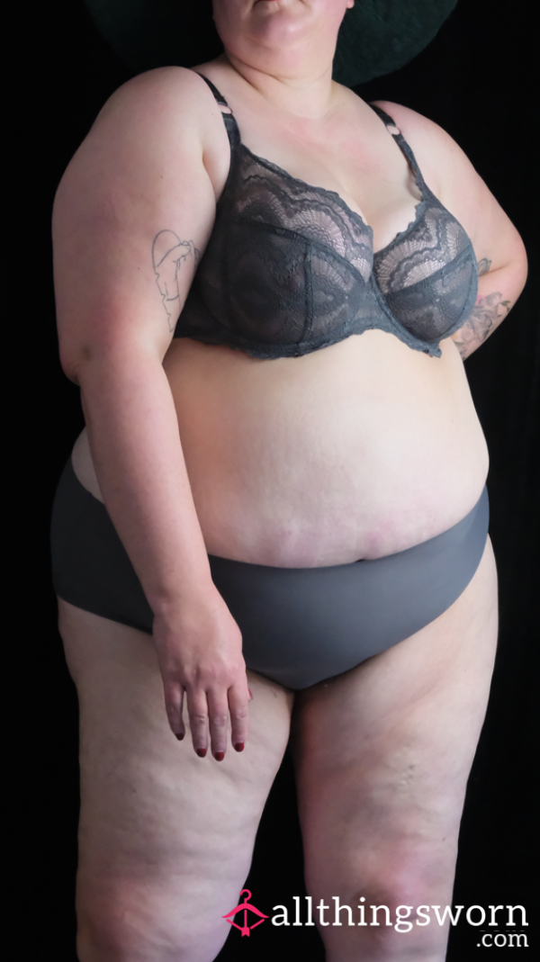 Dark Gray Lingerie Set, Primark, Size UK/US 42DD, EU 95E, Worn By A BBW