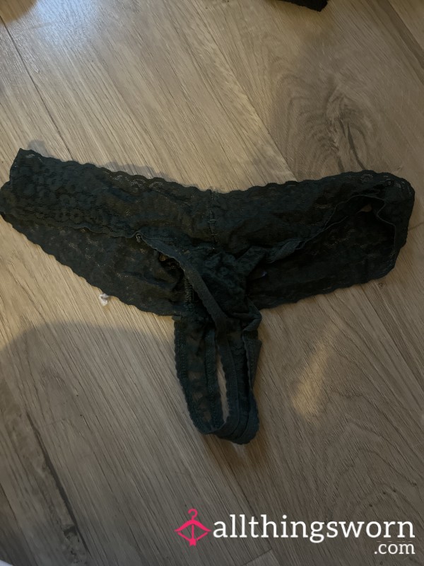 Dark Green Lace Thong