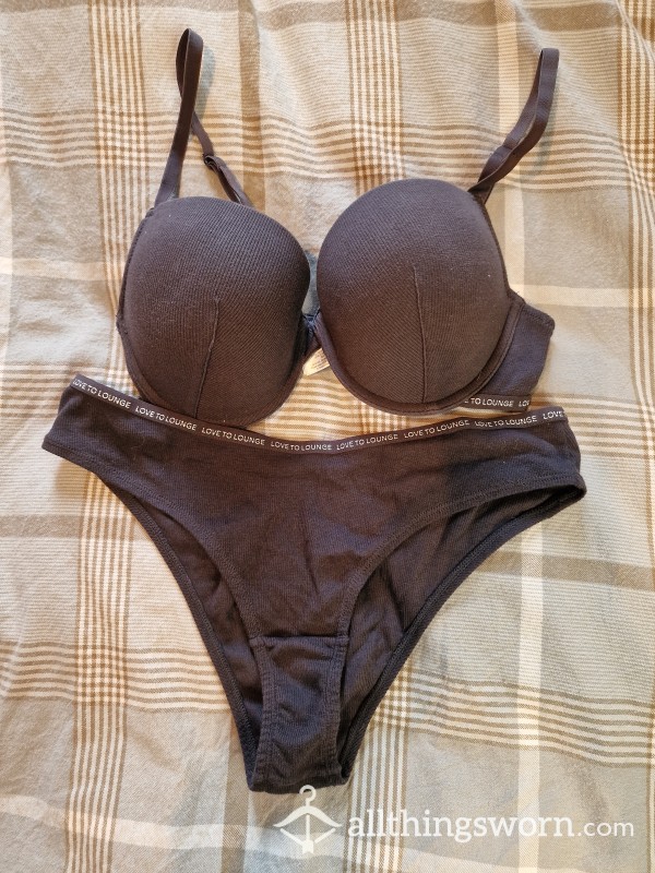 Dark Grey Bra And Knicker Set