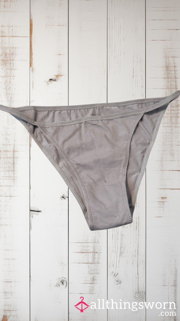 Dark Grey String Bikini Panties [Add-ons Available] [BBW Panties] [Domme Panties]