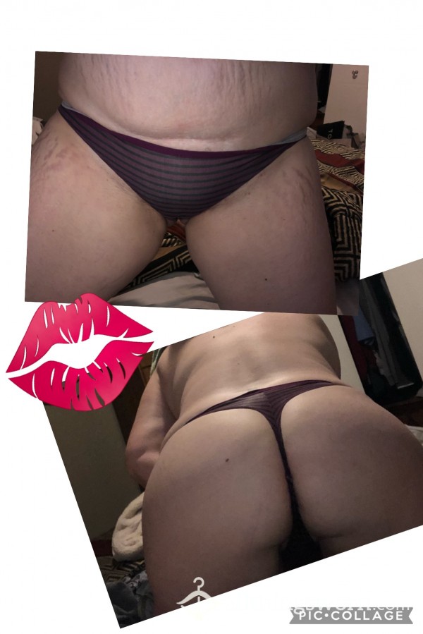 Dark Purple And Black Striped Thong