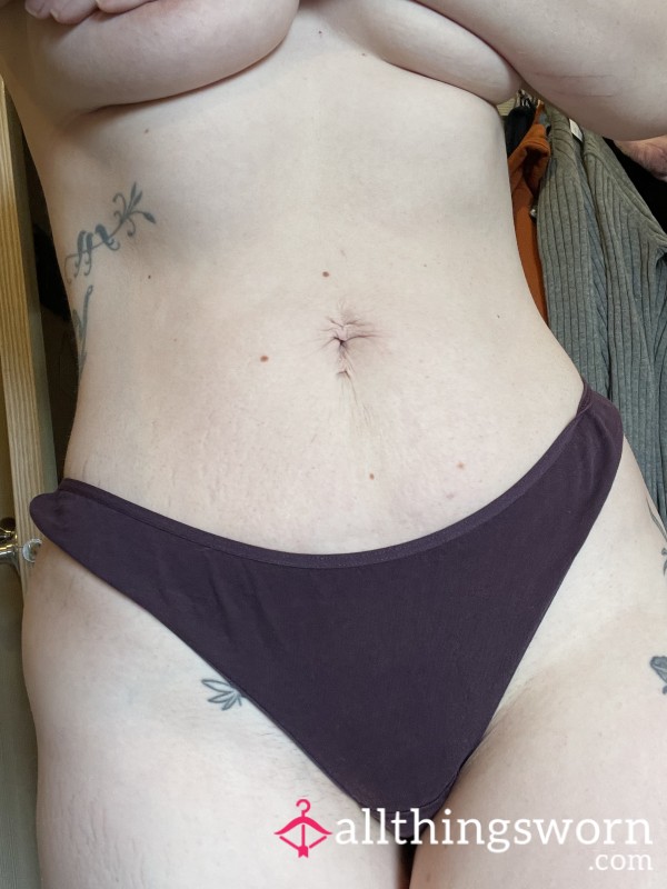 Dark Purple Cotton Thong