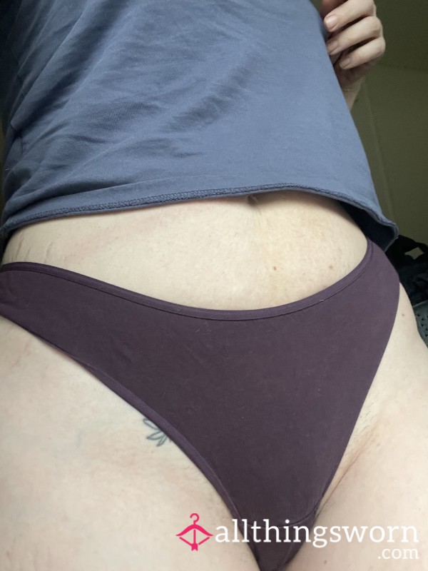 Dark Purple Cotton Thong