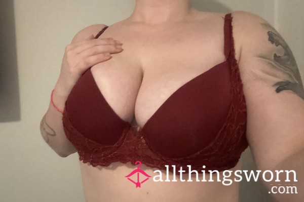 Dark Red Lace Push-up Bra