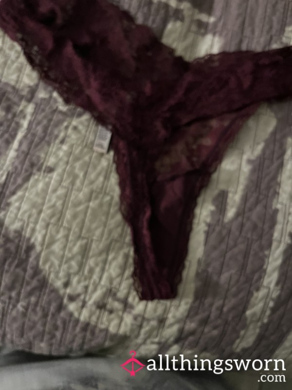 Dark Red Lace Thong