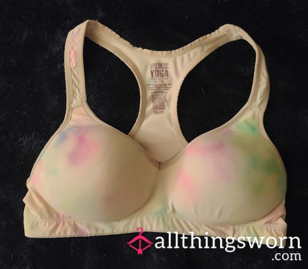 DD White Tie-dye Sports Pushup Bra