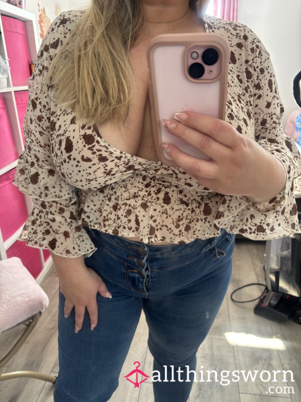 Deep Plunge Sheer Top Plus Size. Worn For Three Days