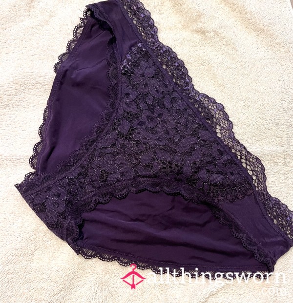 Deep Purple Lacy Satin Panties