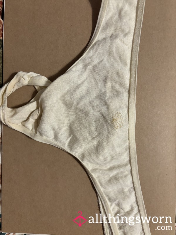 Delicate Cotton Thongs - Freshly Worn - SeaShell Design