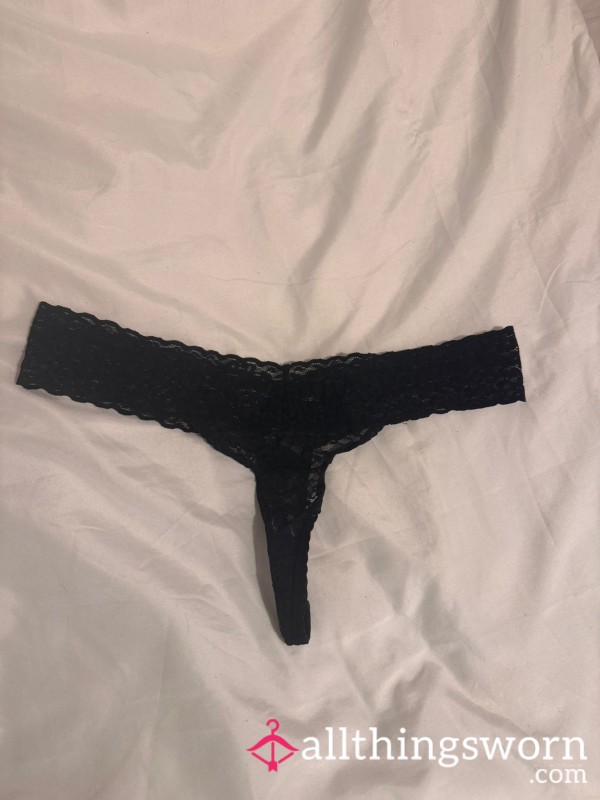 Delicate Lacy Black Thongs Sz 12