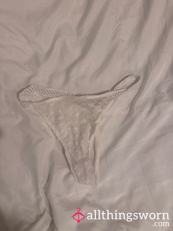 Delicate White Lace Thong Sz 12