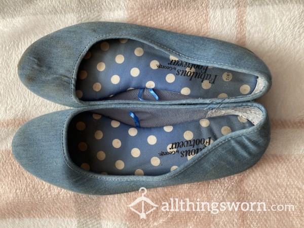 Denim Blue Flats Well-worn