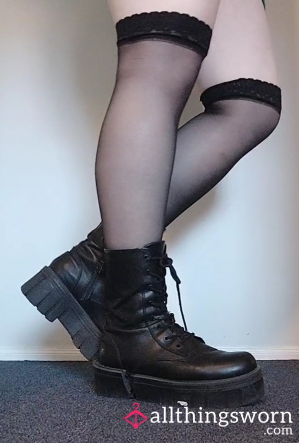 Destroyed Genuine Leather Platform Boots