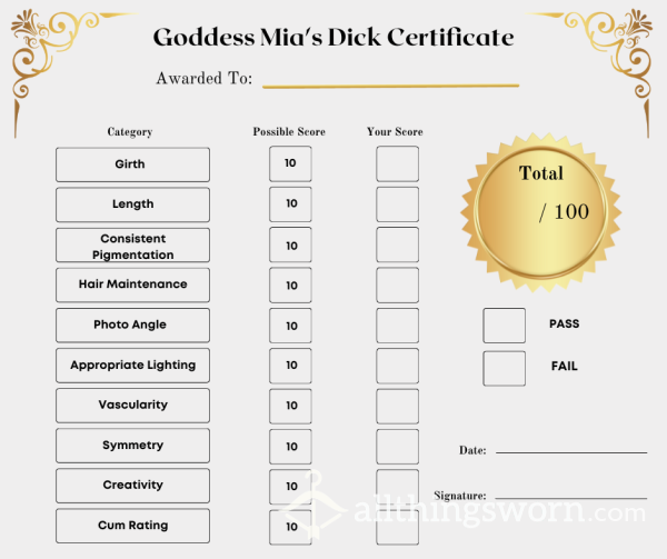 🏆d*ck Certificate🏆 Honest D*ck Rate 🍆