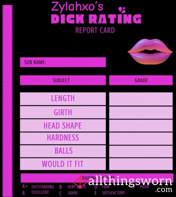 D*ck Rating Score Card