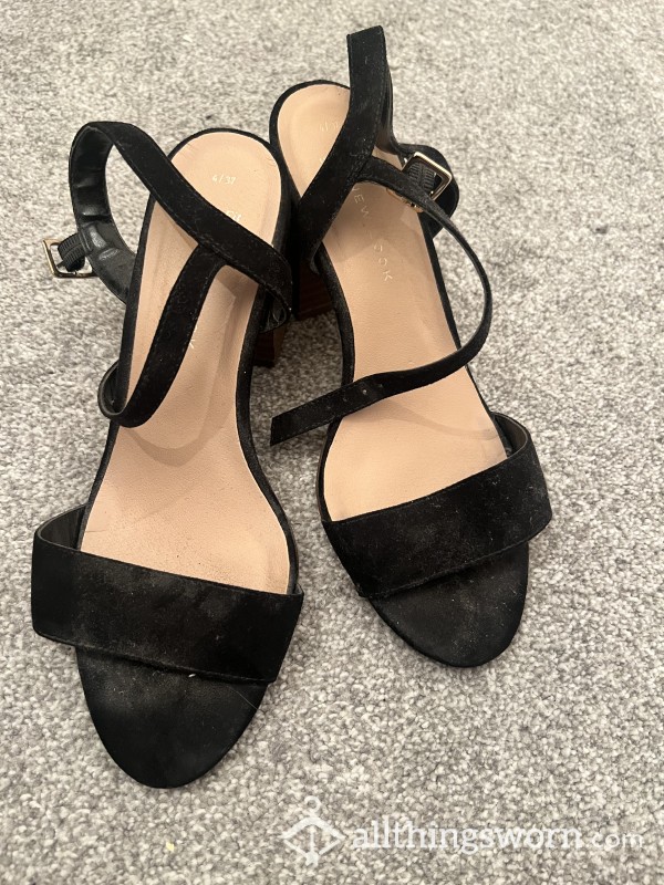 Dirty Black Block Heels New Look