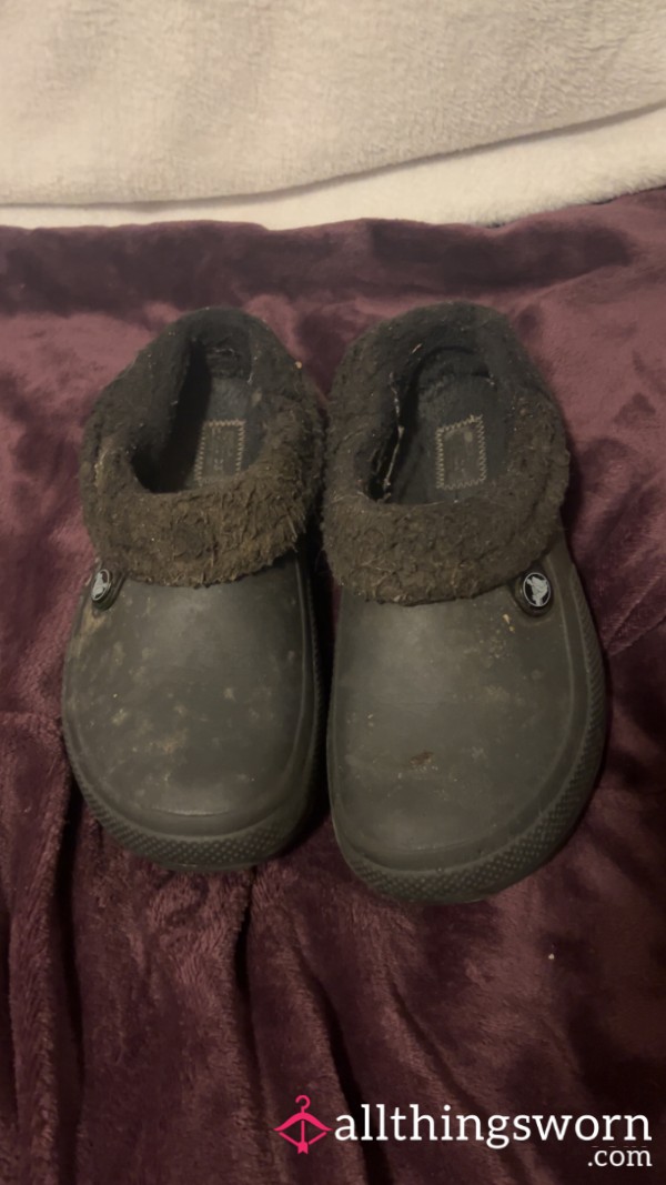 Dirty Fuzzy Crocs