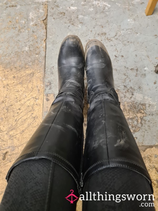 Dirty, Muddy, S**y Long Black Boots