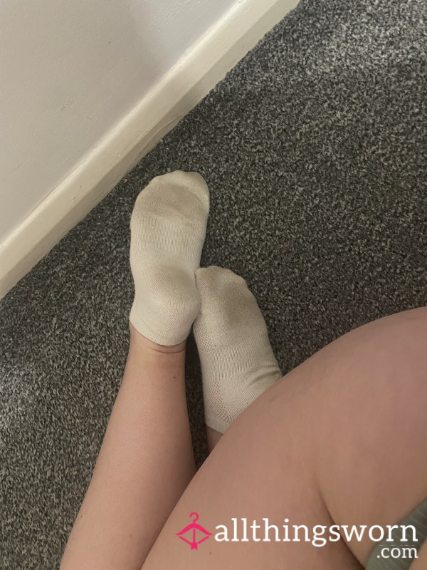 Dirty, Stinky 48 Hour Worn White Trainer Socks