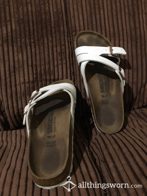 Dirty, Used, Filthy White Birkenstocks