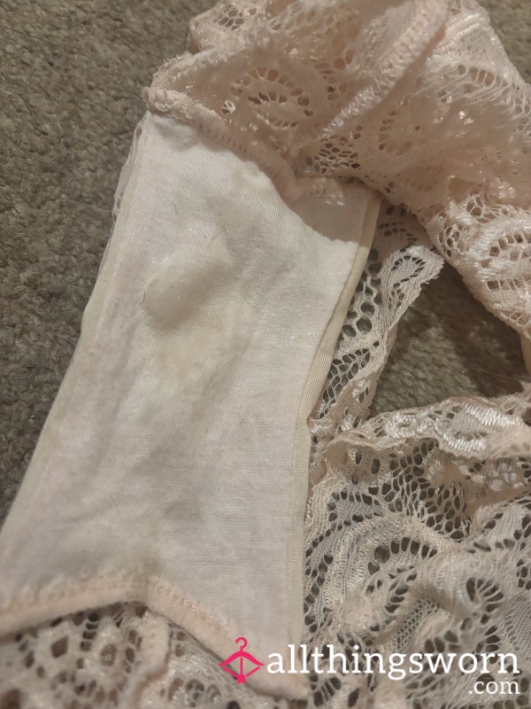 Dirty Worn Baby Pink Lace Panties