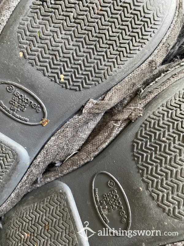 Disgusting, Grey, Very Well Worn Slippers