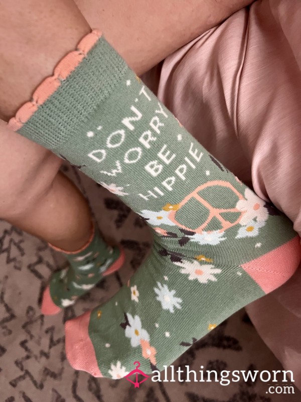 Don’t Worry, Be Hippie Socks 🧦 ☮️ 🌺 48hrs+ Custom Wear