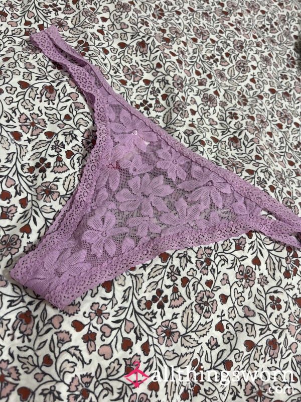 Double Banded Purple Flowery Thong