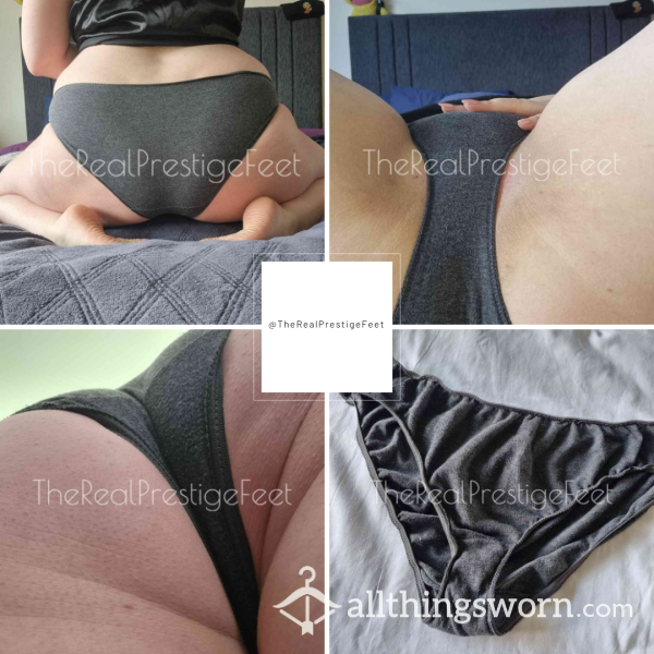 Dark Grey Cotton Full Back Knickers | Size 12-14 | 2 Days Wear | Includes Pics & Premade Video | See Listing Photos For More Info | From £18.00 + P&P