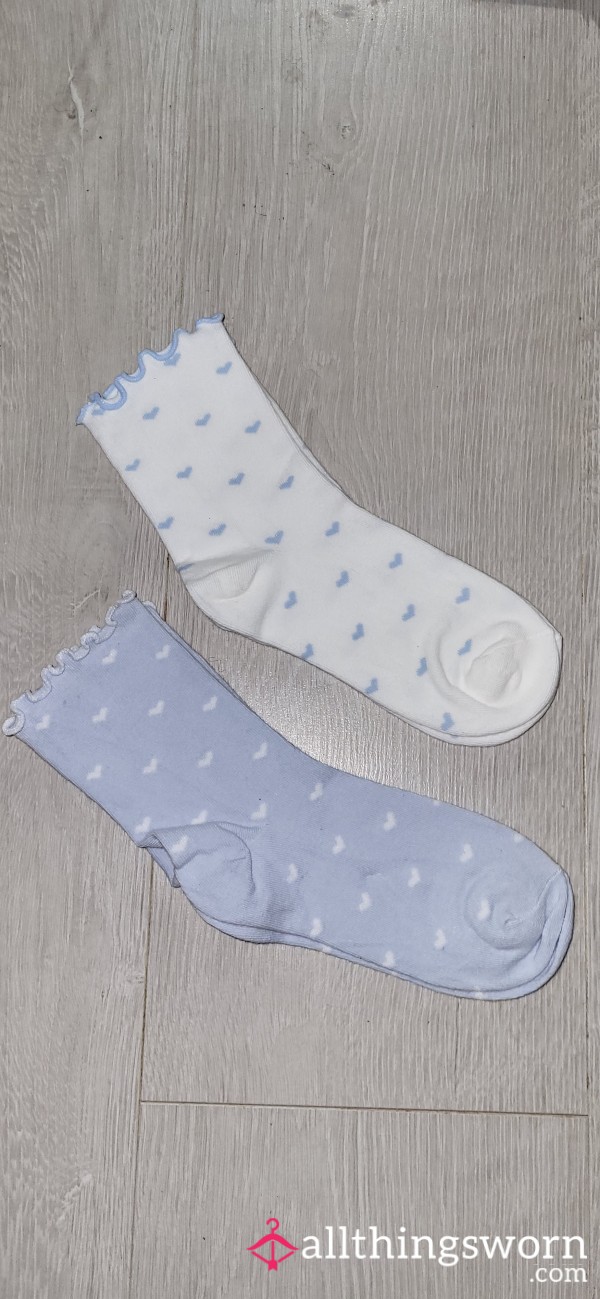 Dreamy Blue Heart Worn Socks – Soft, Cute & Scented 💙