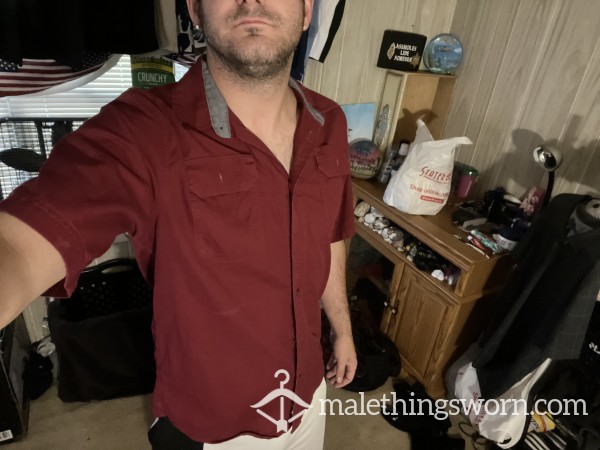 Red Bu*ton Up Dress Shirt