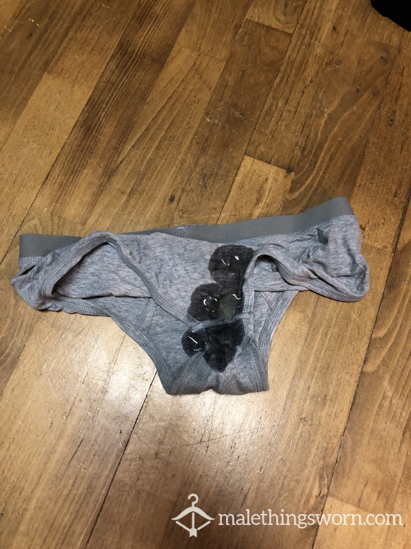 Dropping Two Loads From My A** On My Grey Underwear