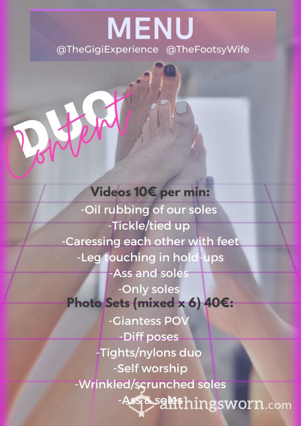 Duo Content With TheGigiExperience Menu