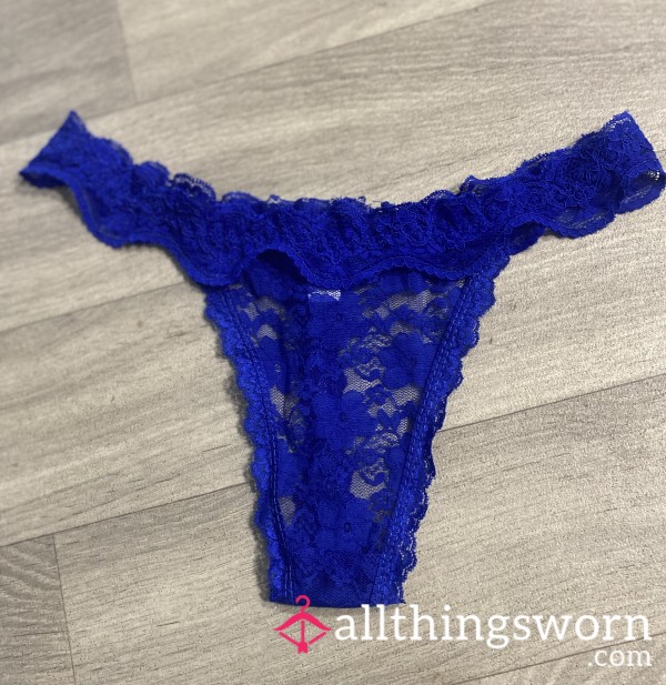 Electric Blue High Waisted Lace Thongs 😍