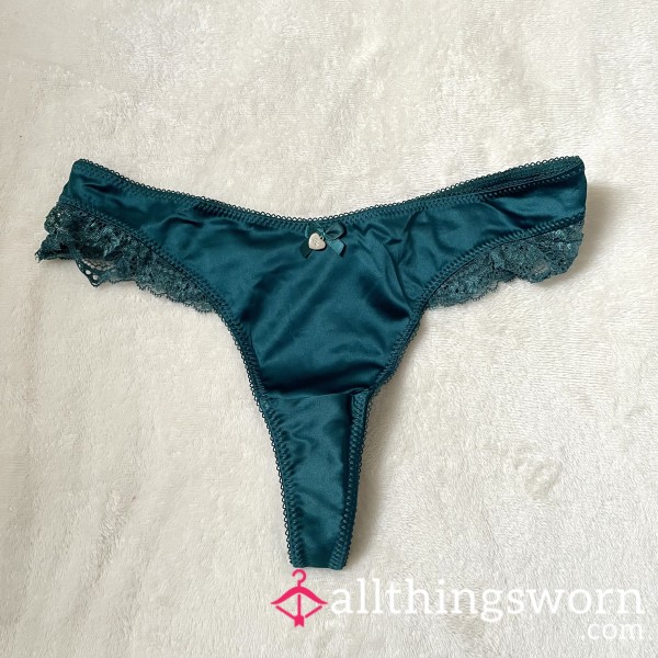 Emerald Green Satin Lace Thong