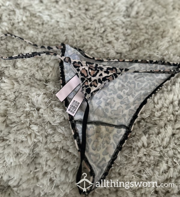 💦Extra Creamy Well Worn Leopard Print Victoria’s Secret V String 😝💦